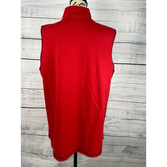Quacker Factory Vest Womens L French Terry Rhinestone Zip Front Red Mock Neck - Picture 5 of 12